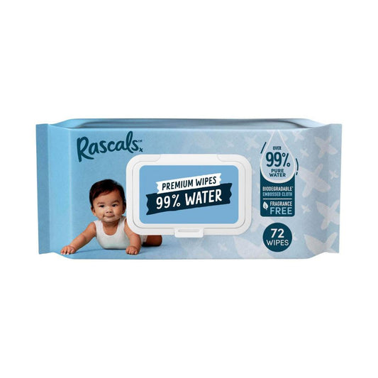 Rascals 99% Water Premium Wipes - 72 Pack