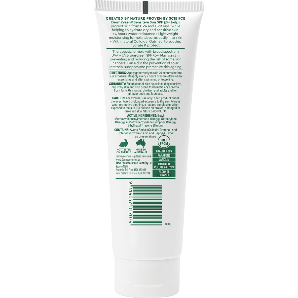 Dermaveen Spf 50+ Sensitive Sunscreen Face & Body Cream 100g