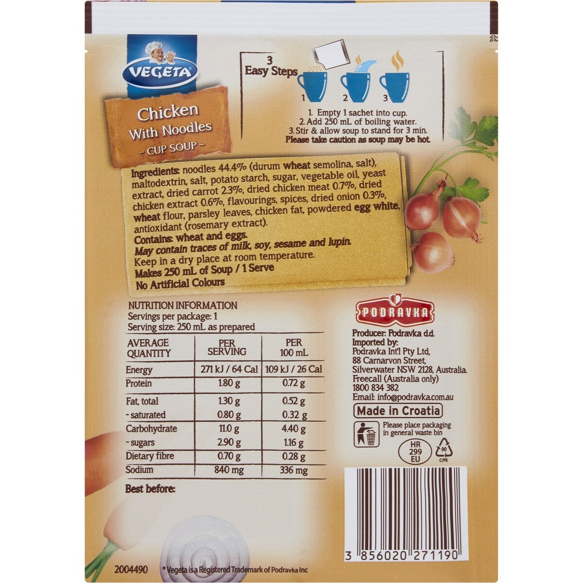 Vegeta Chicken With Noodles Cup Soup 18g