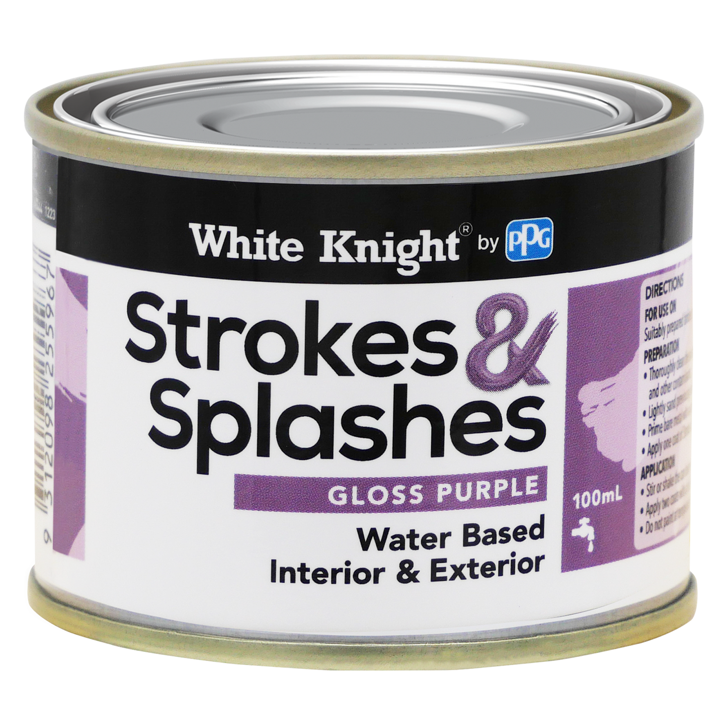 White Knight Purple Strokes and Splashes Paint - 100ml