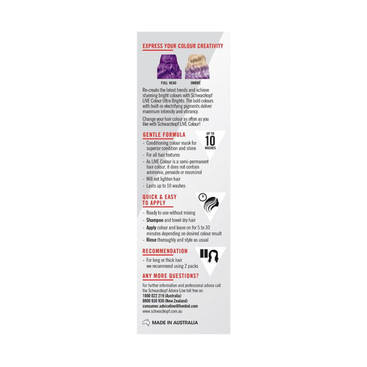 Schwarzkopf Live Colour Ultra Brights Magnetic Purple - 75mL
