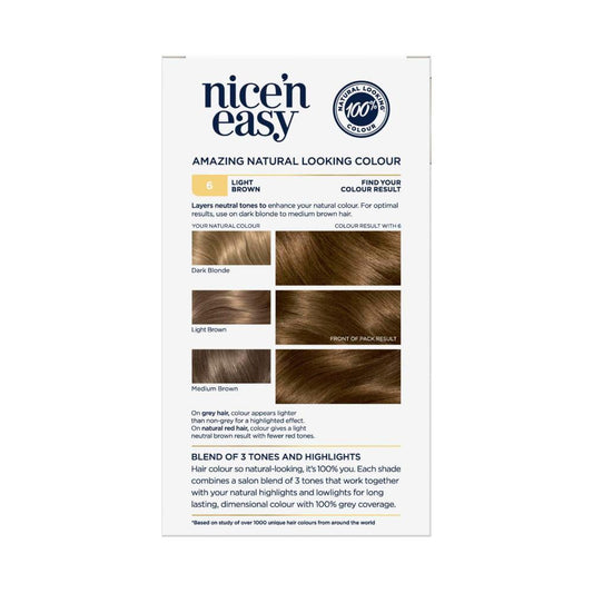 airol Nice 'n Easy 6 Natural Light Brown Permanent Hair Colour - 1 pack