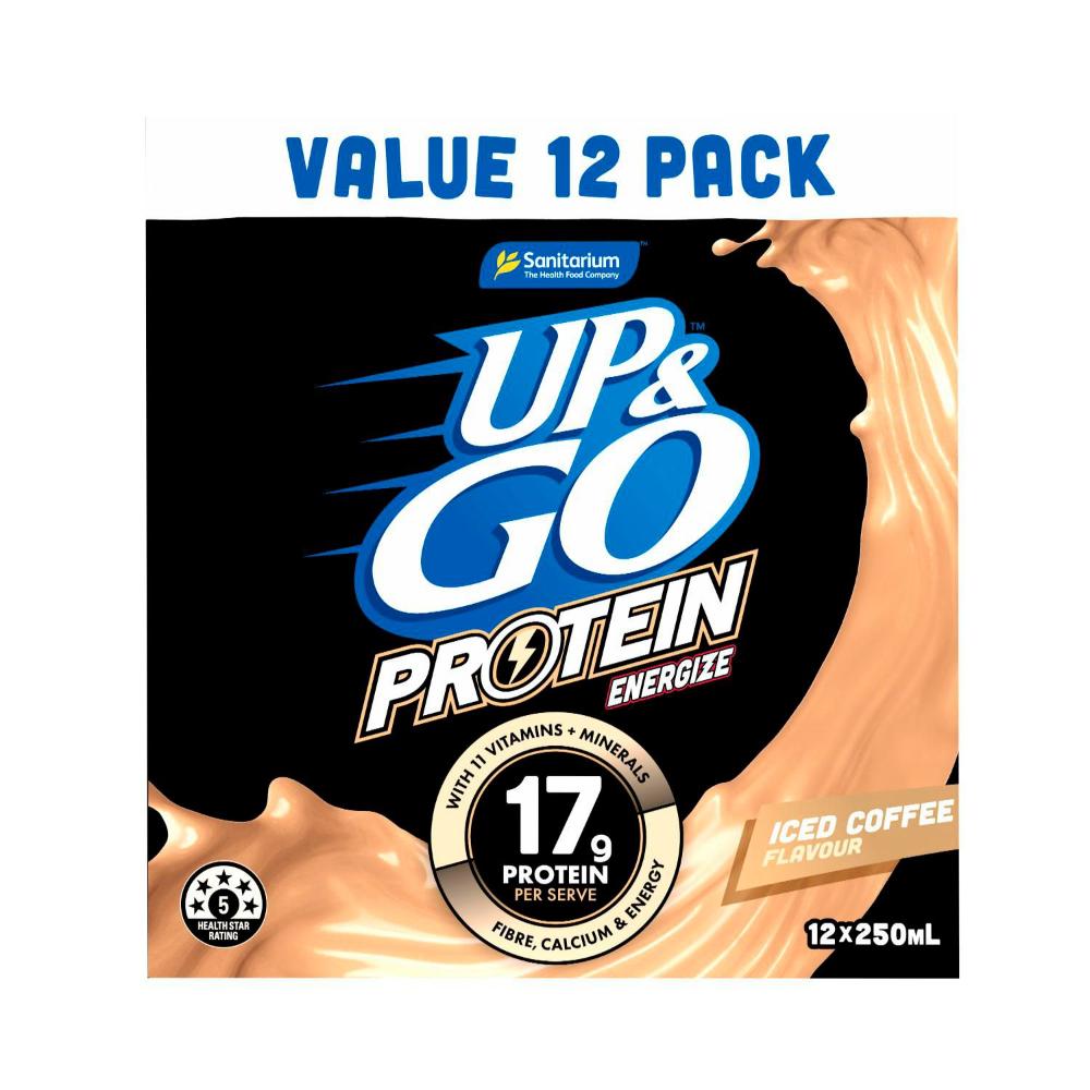 Sanitarium Up&go Protein Energize Liquid Breakfast Coffee Fridge Pack 12x250ml - 3L
