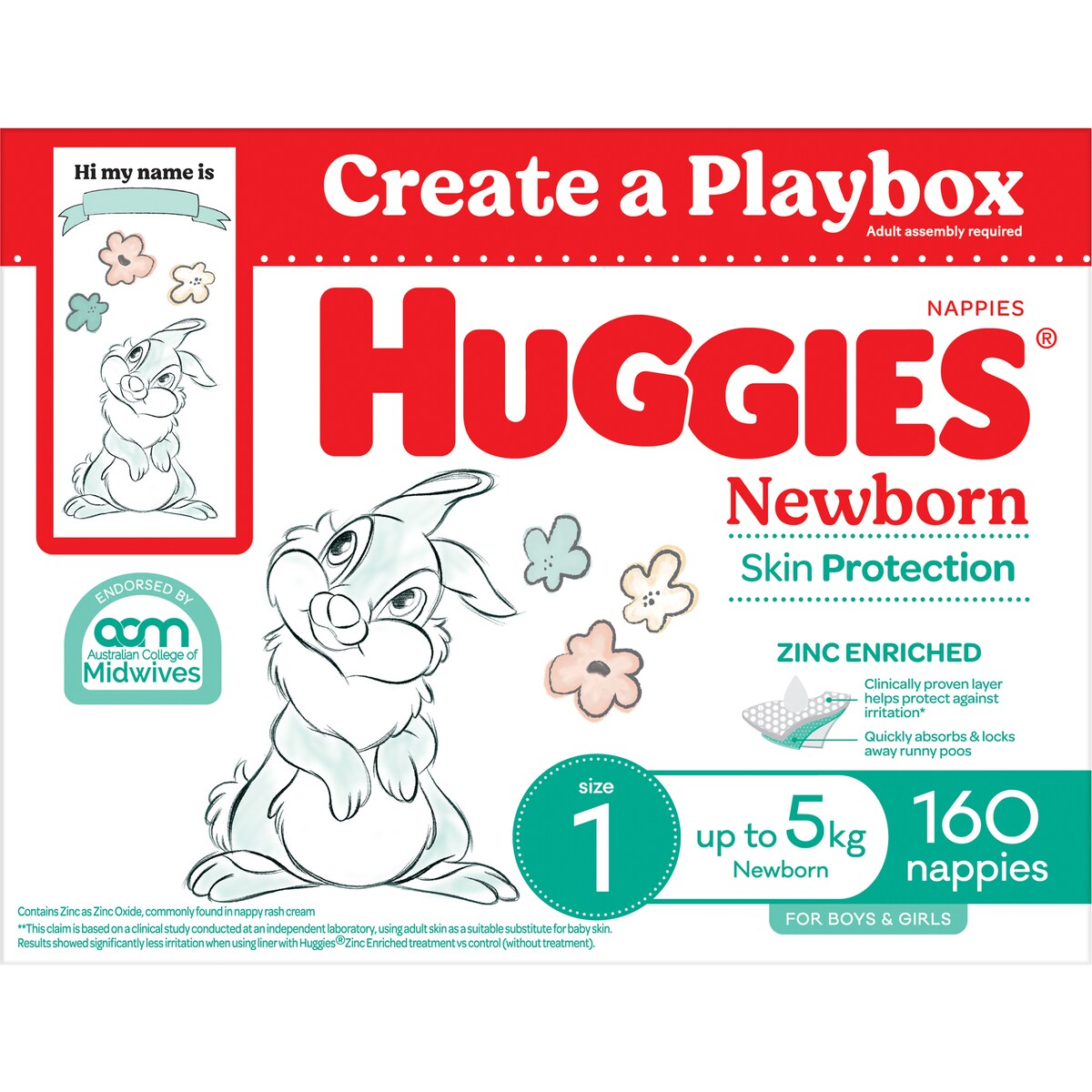 Huggies Newborn Nappies Size 1 (up To 5kg) 160 Pack