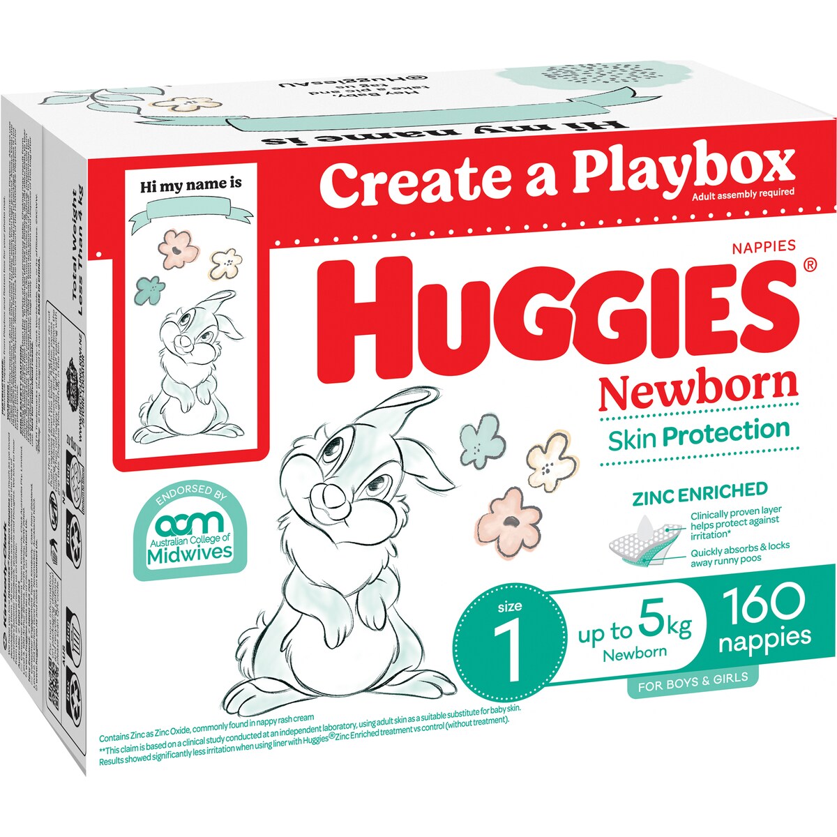Huggies Newborn Nappies Size 1 (up To 5kg) 160 Pack