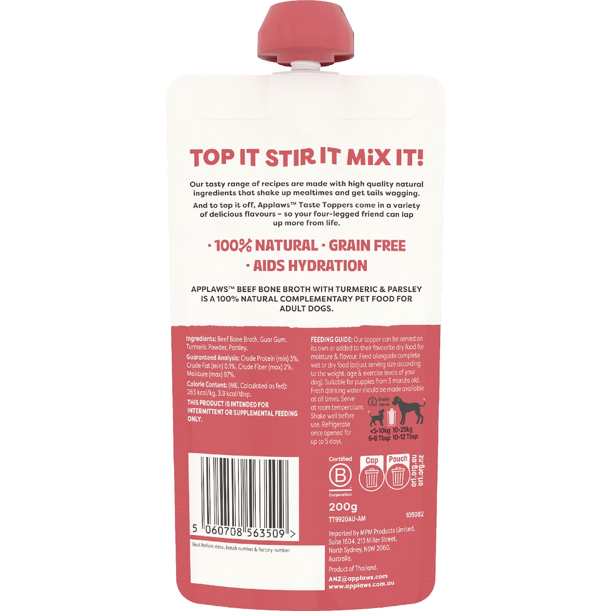 Applaws Taste Toppers Bone Broth Beef For Dogs 200g