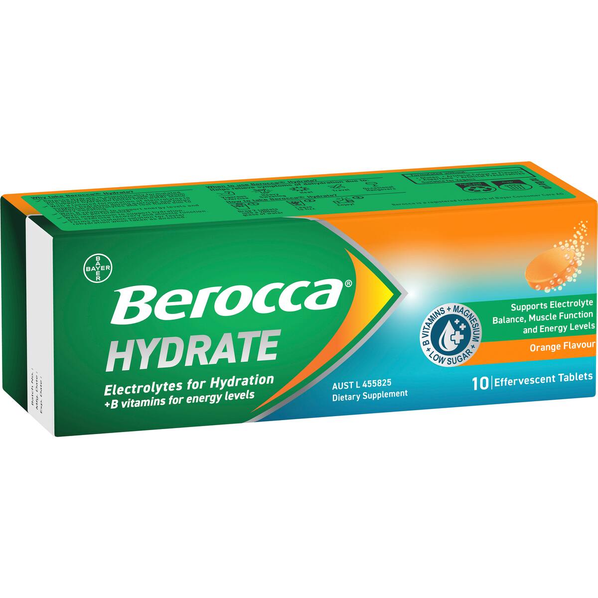 Berocca Hydrate Electrolytes Effervescent Tablets Orange 10 Pack