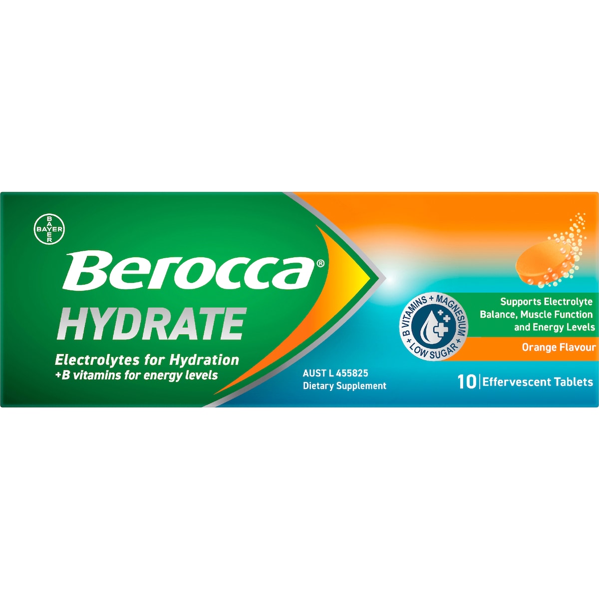 Berocca Hydrate Electrolytes Effervescent Tablets Orange 10 Pack