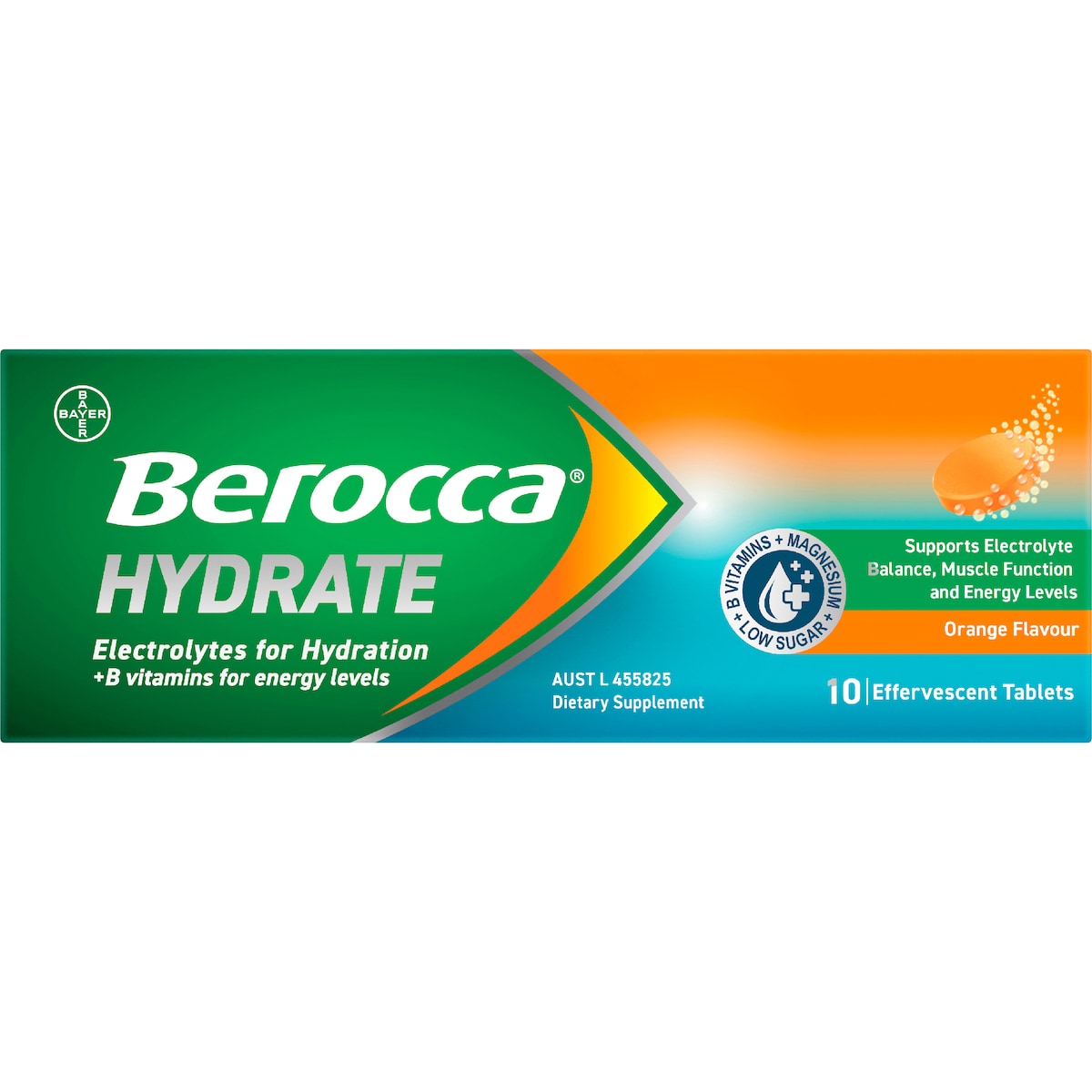 Berocca Hydrate Electrolytes Effervescent Tablets Orange 10 Pack