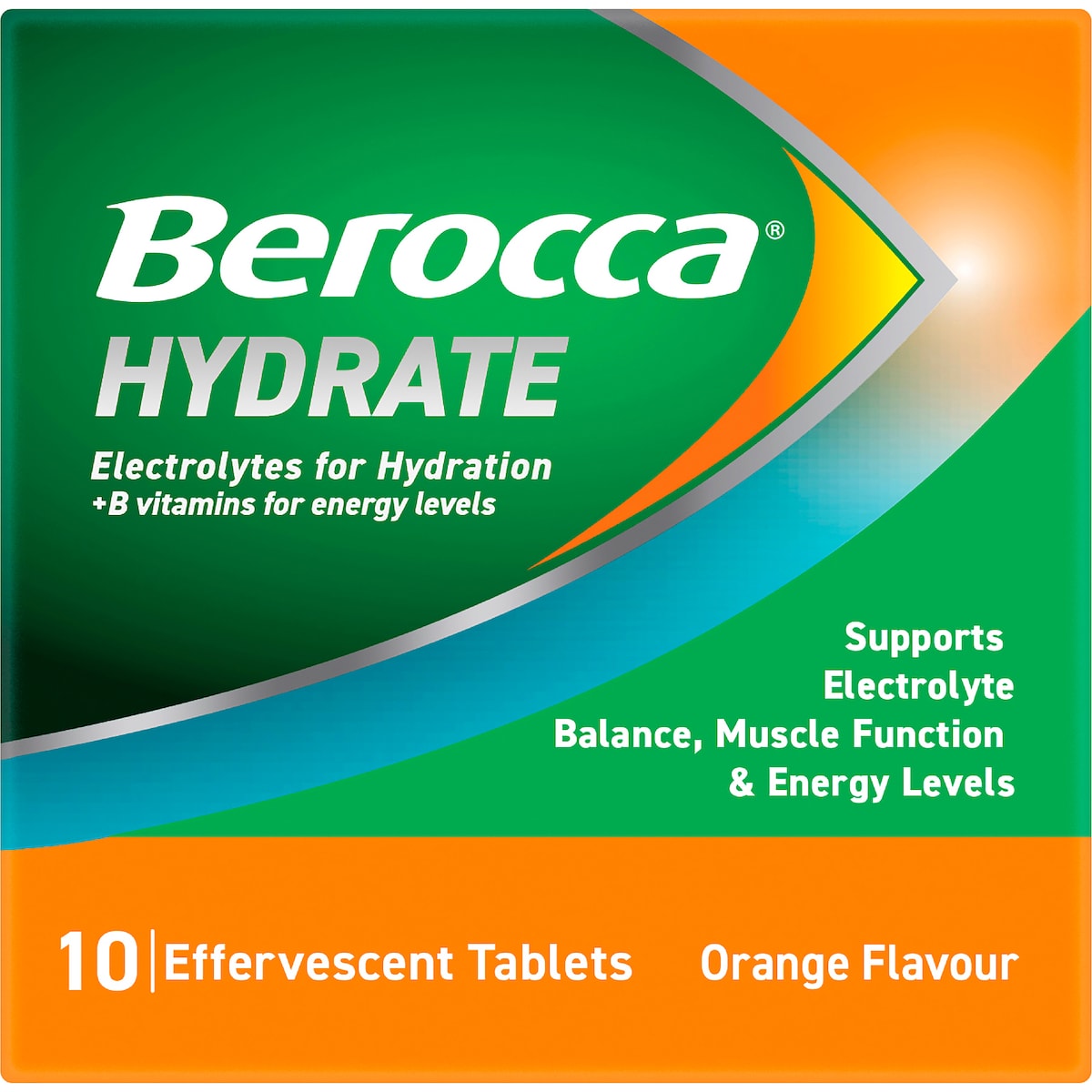 Berocca Hydrate Electrolytes Effervescent Tablets Orange 10 Pack