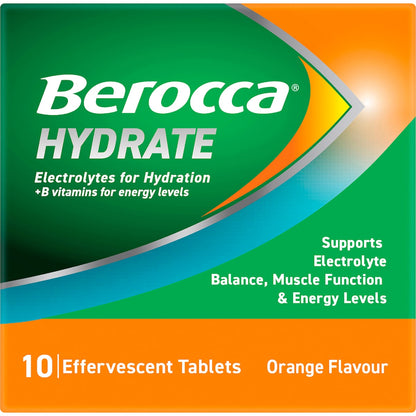 Berocca Hydrate Electrolytes Effervescent Tablets Orange 10 Pack