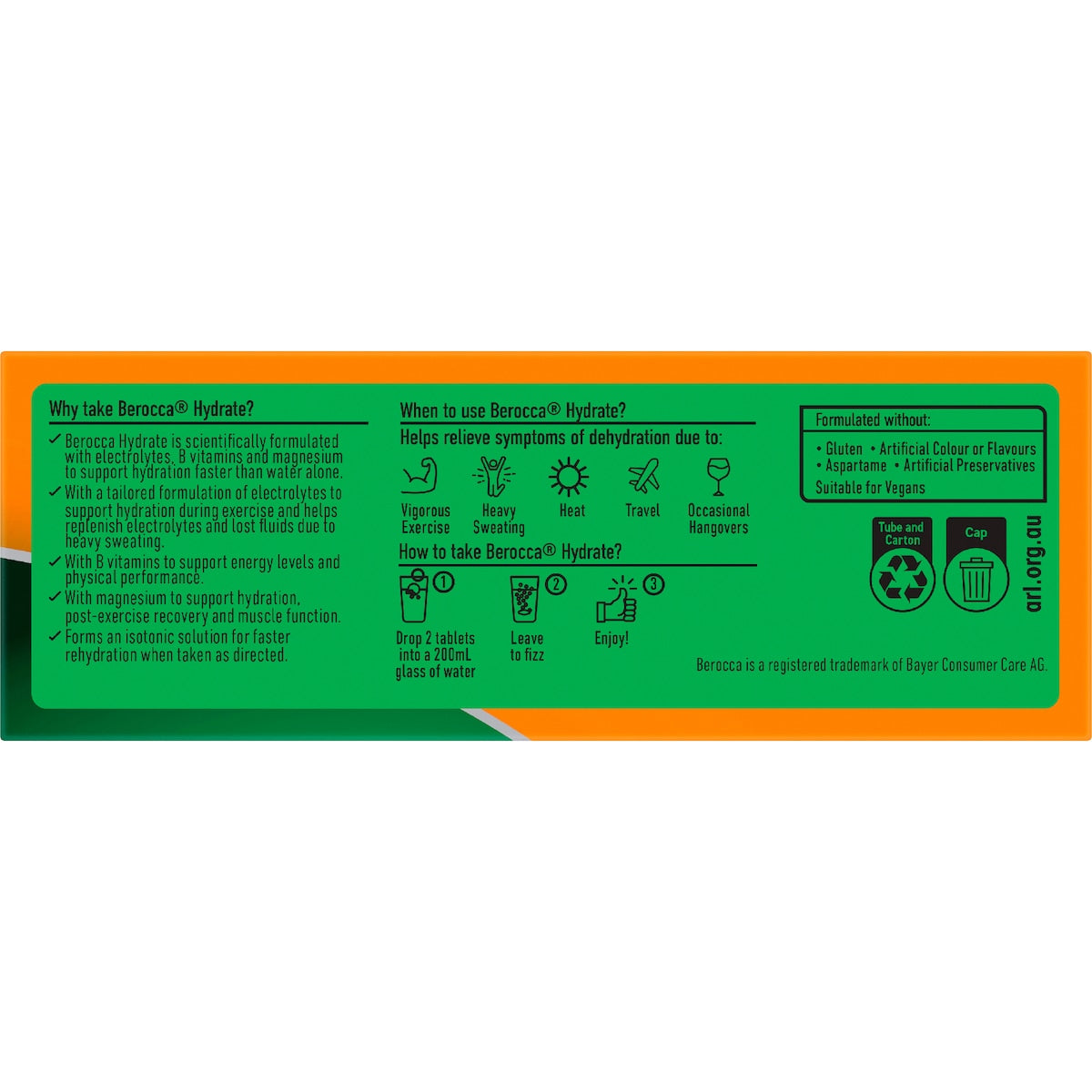 Berocca Hydrate Electrolytes Effervescent Tablets Orange 10 Pack