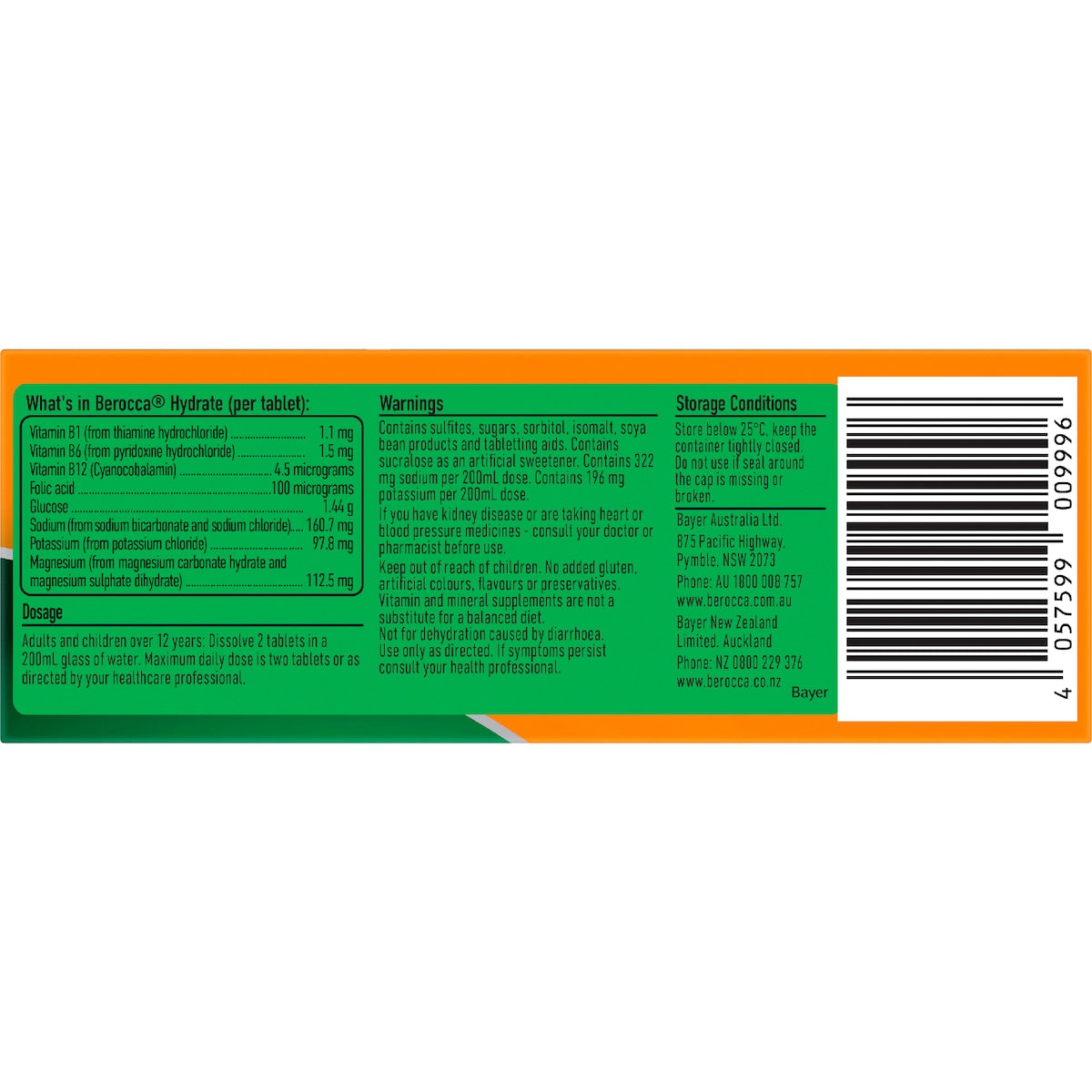 Berocca Hydrate Electrolytes Effervescent Tablets Orange 10 Pack