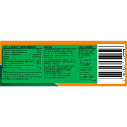 Berocca Hydrate Electrolytes Effervescent Tablets Orange 10 Pack