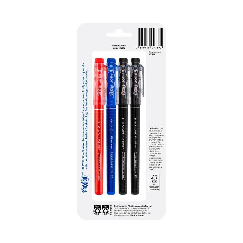 Pilot Frixion Erasable Fineliner - 4 pack