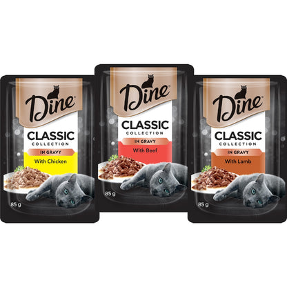 Dine Classic Gravy Collection Wet Cat Food 85g X 24 Pack