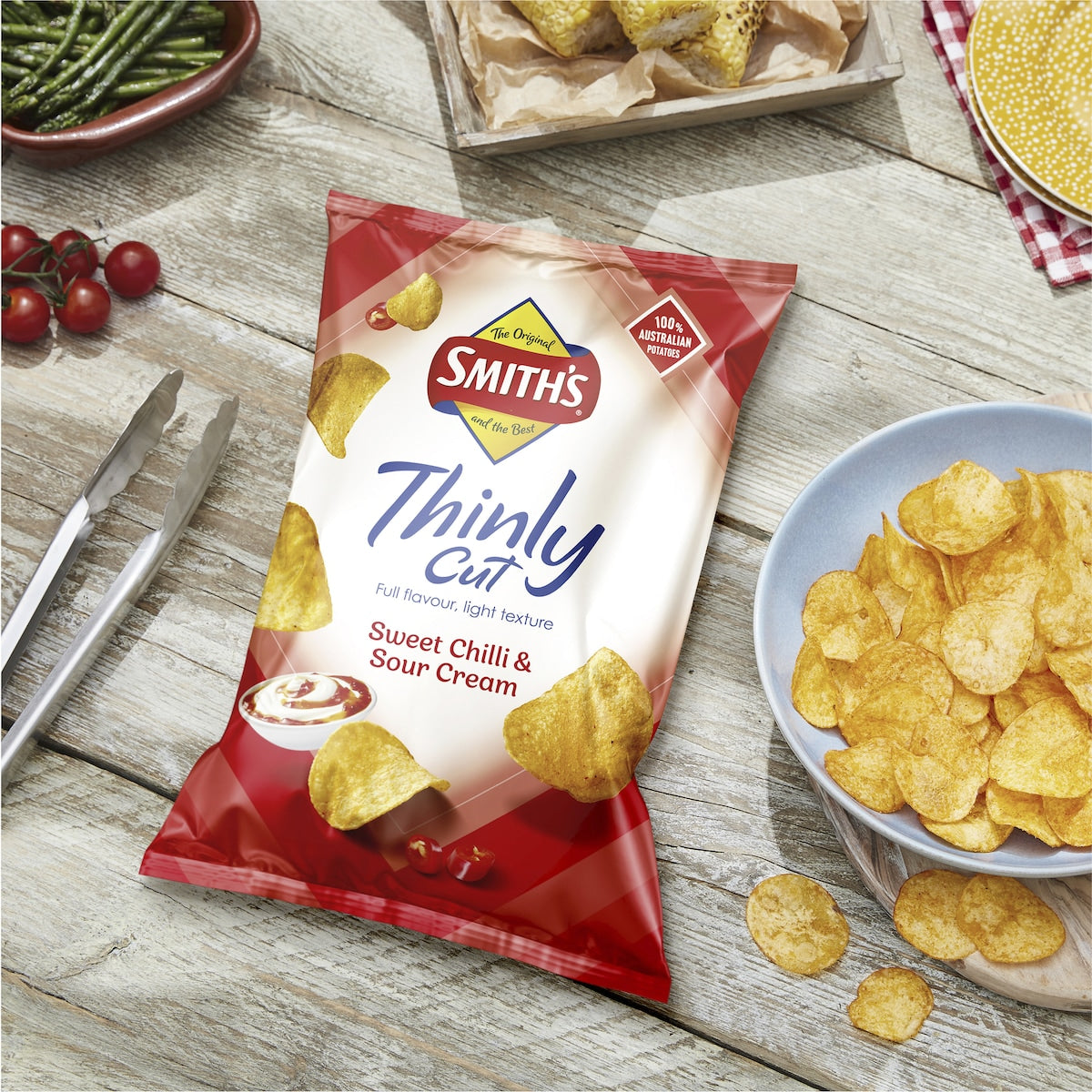 Smiths Thinly Cut Potato Chips Share Pack Sweet Chilli & Sour Cream 175g