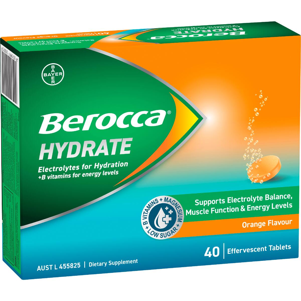 Berocca Hydrate Electrolytes Effervescent Tablets Orange 40 Pack