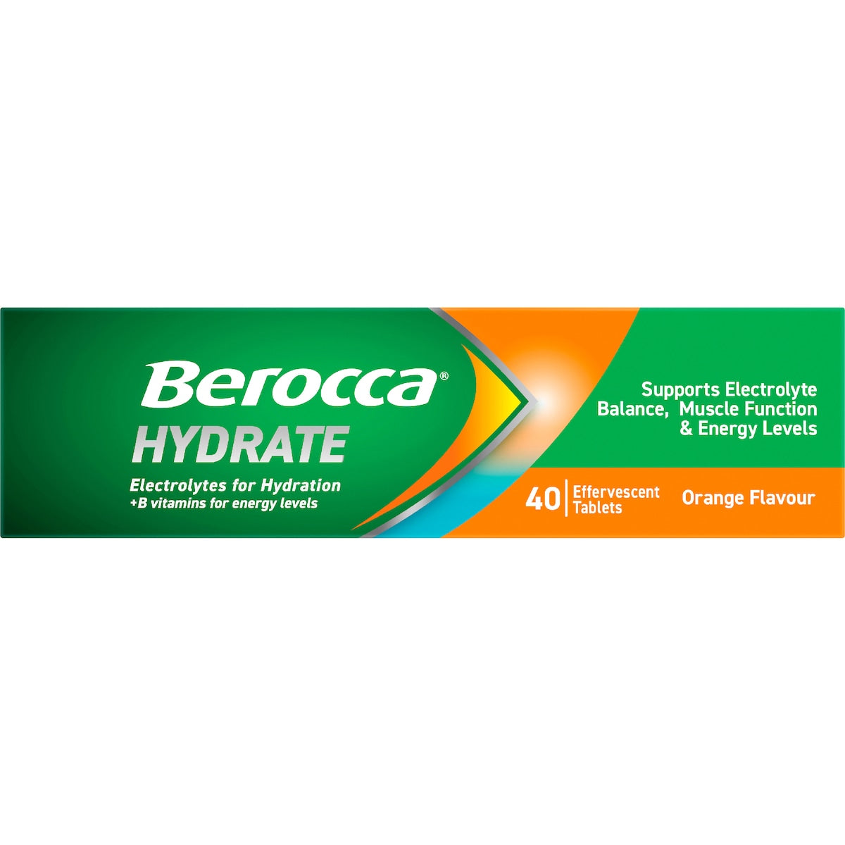 Berocca Hydrate Electrolytes Effervescent Tablets Orange 40 Pack