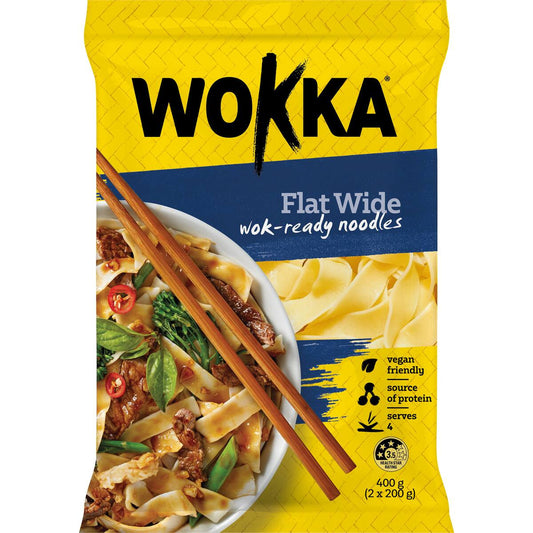 Wokka Flat Wide Noodles 200g X 2 Pack
