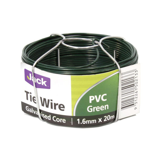 Jack 1.6mm x 20m Tie Wire - PVC Coated, Green