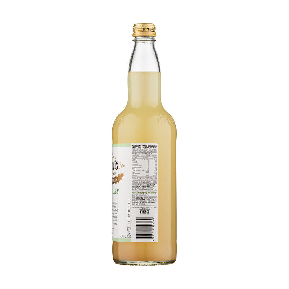 Bickford's Lemon Barley Cordial - 750mL