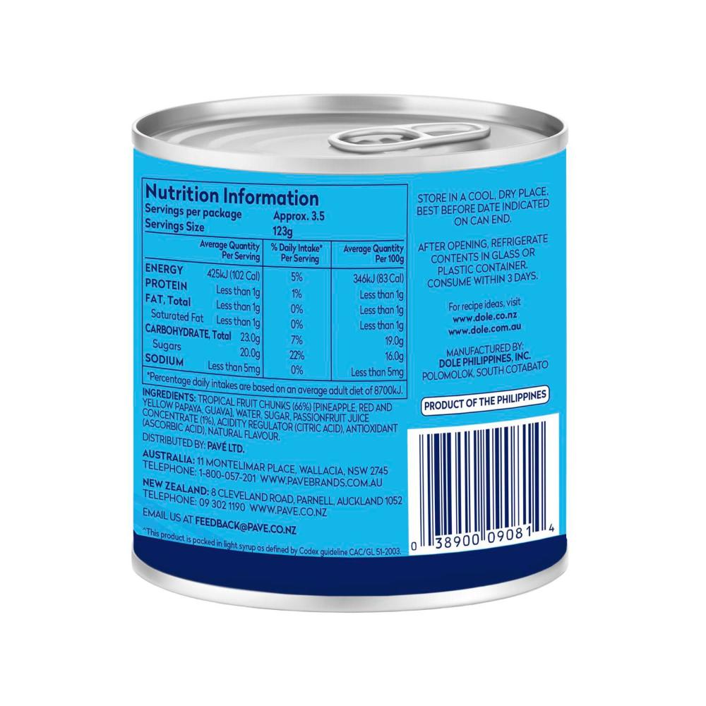 Dole Tropical Fruit Chunks In Light Syrup - 432g