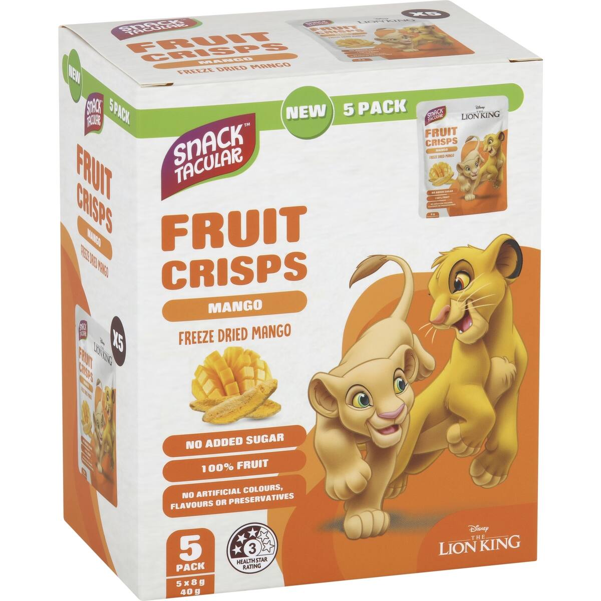 Snacktacular Fruit Crisps Mango 8g X 5 Pack