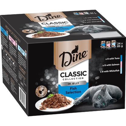 Dine Adult Wet Cat Food Fish In Jelly Selection 85g X 24 Pack