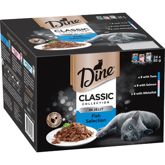 Dine Adult Wet Cat Food Fish In Jelly Selection 85g X 24 Pack