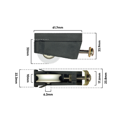 Rolltrak Adjustable Nylon Carriage - 66 x 39mm