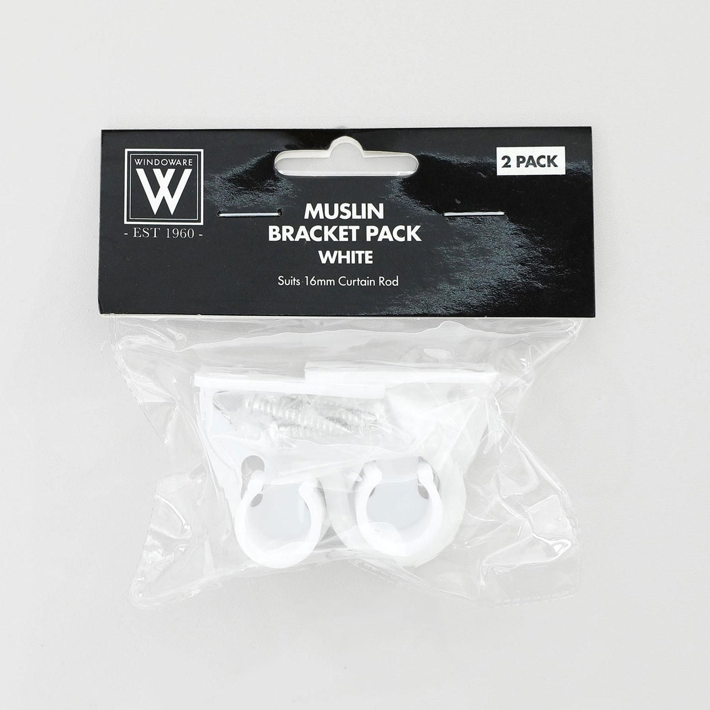 Windoware White Muslin Curtain Rod Bracket - 2 Pack