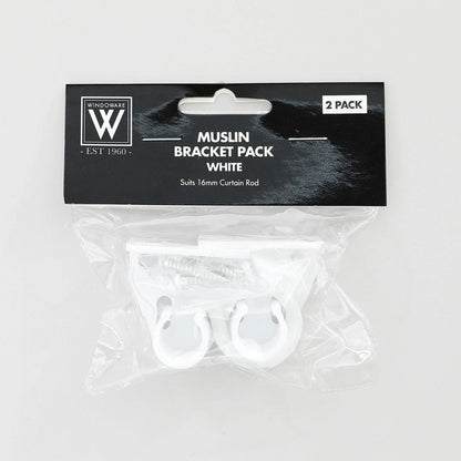 Windoware White Muslin Curtain Rod Bracket - 2 Pack
