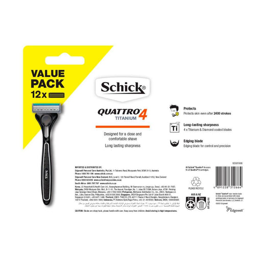 Schick Quattro 4 Titanium Razor Blades - 12 pack