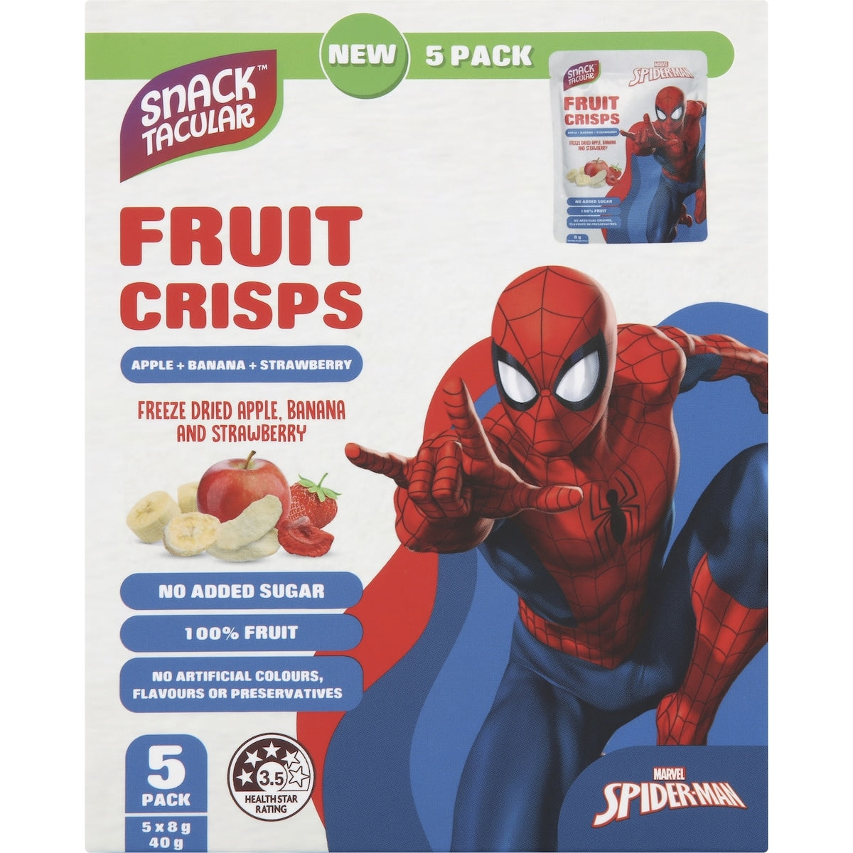 Snacktacular Fruit Crisps Apple Banana & Strawberry 8g X 5 Pack