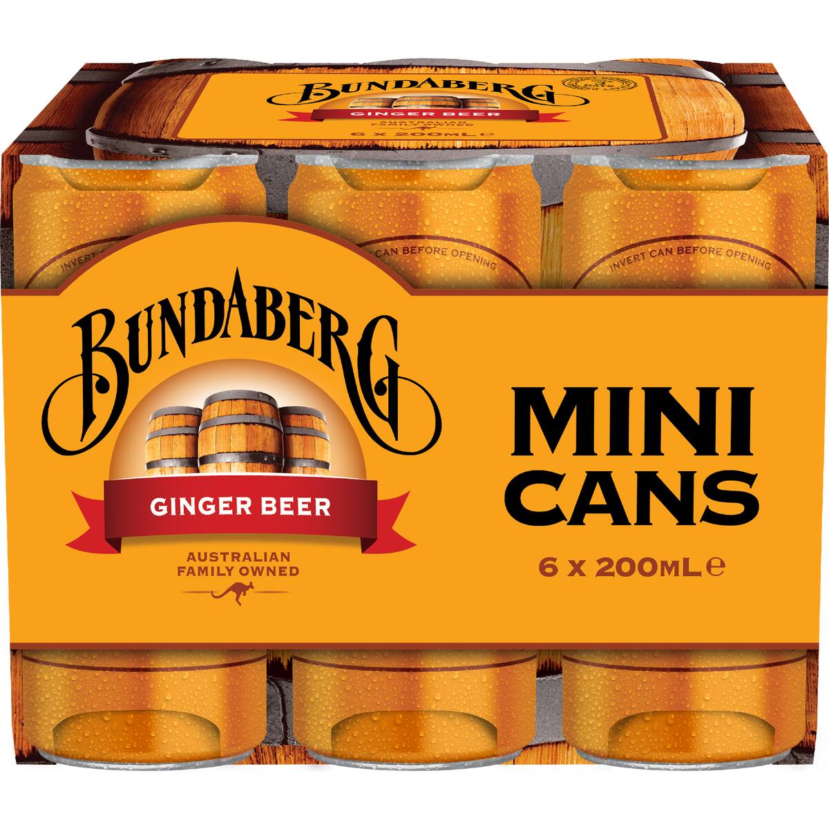 Bundaberg Ginger Beer Mini Cans 200ml X 6 Pack