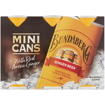 Bundaberg Ginger Beer Mini Cans 200ml X 6 Pack