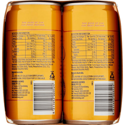Bundaberg Ginger Beer Mini Cans 200ml X 6 Pack