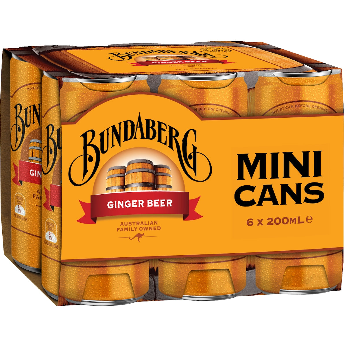 Bundaberg Ginger Beer Mini Cans 200ml X 6 Pack