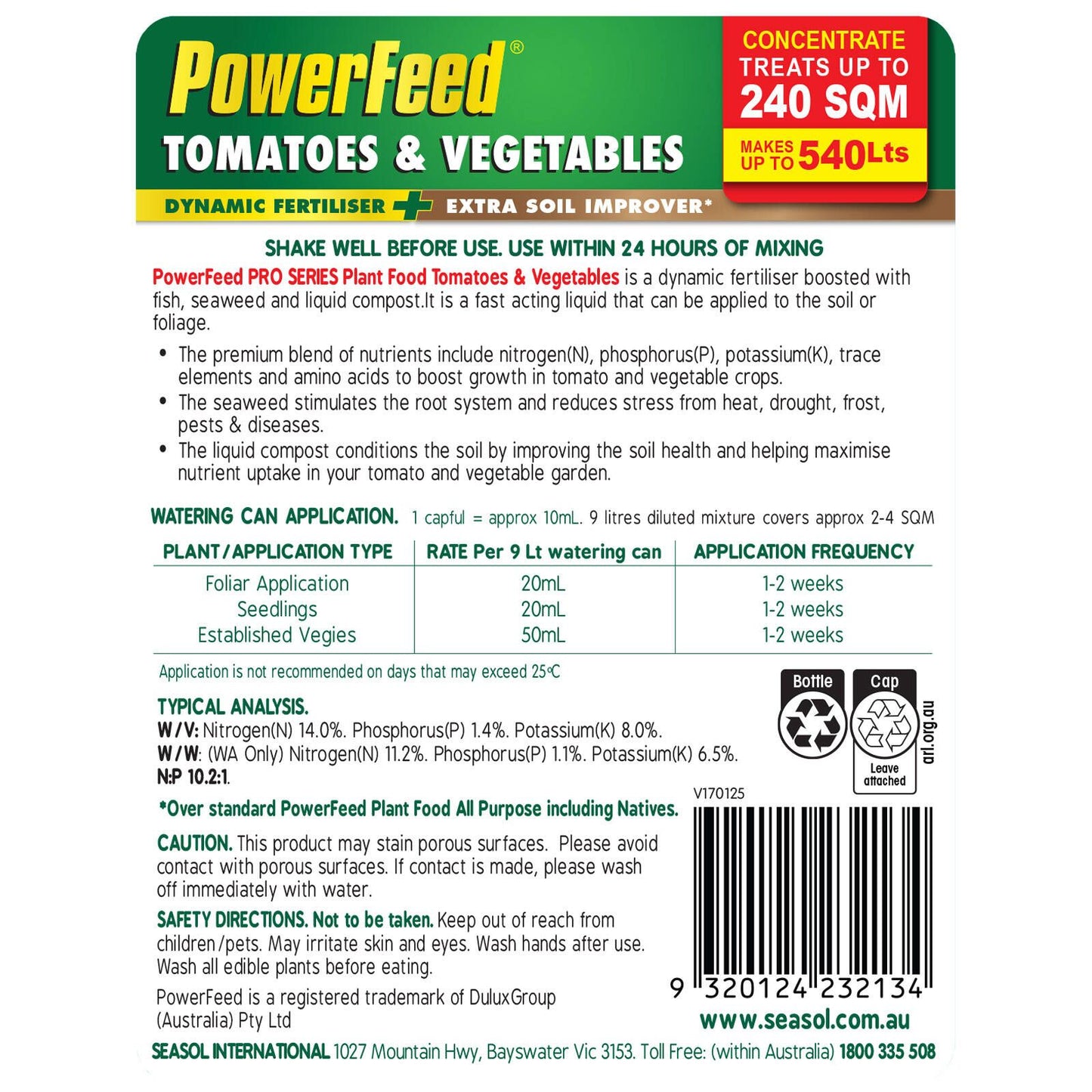 PowerFeed Plant Food - 1.2L - Tomatoes & Vegetables