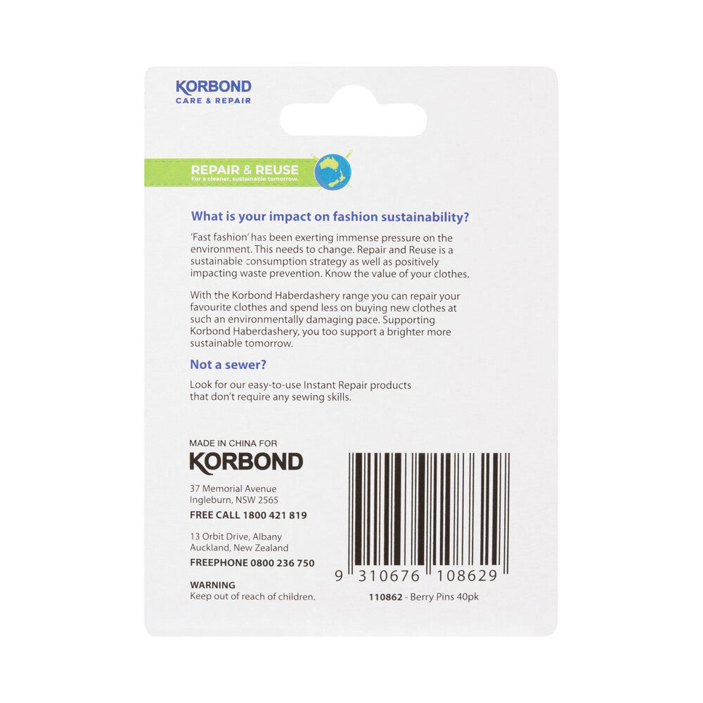 Korbond Plastic Tipped Berry Pins - 1 pack