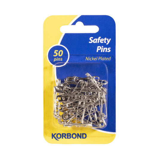 Korbond Silver Safety Pins Assorted Sizes - 1 pack