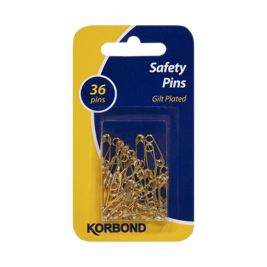 Korbond Gilt Safety Pins Assorted Sizes - 1 pack
