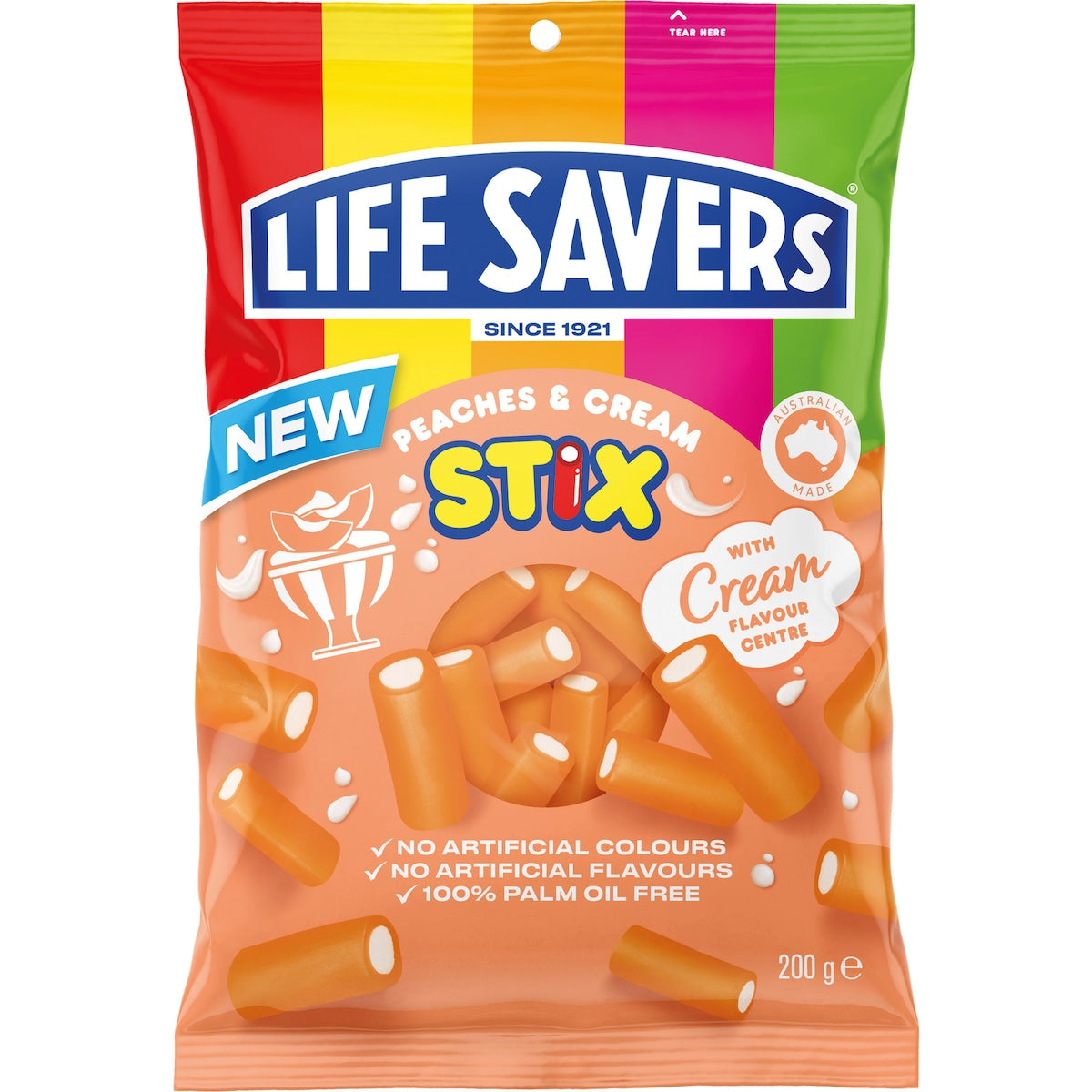 Life Savers Peaches & Cream Stix 200g