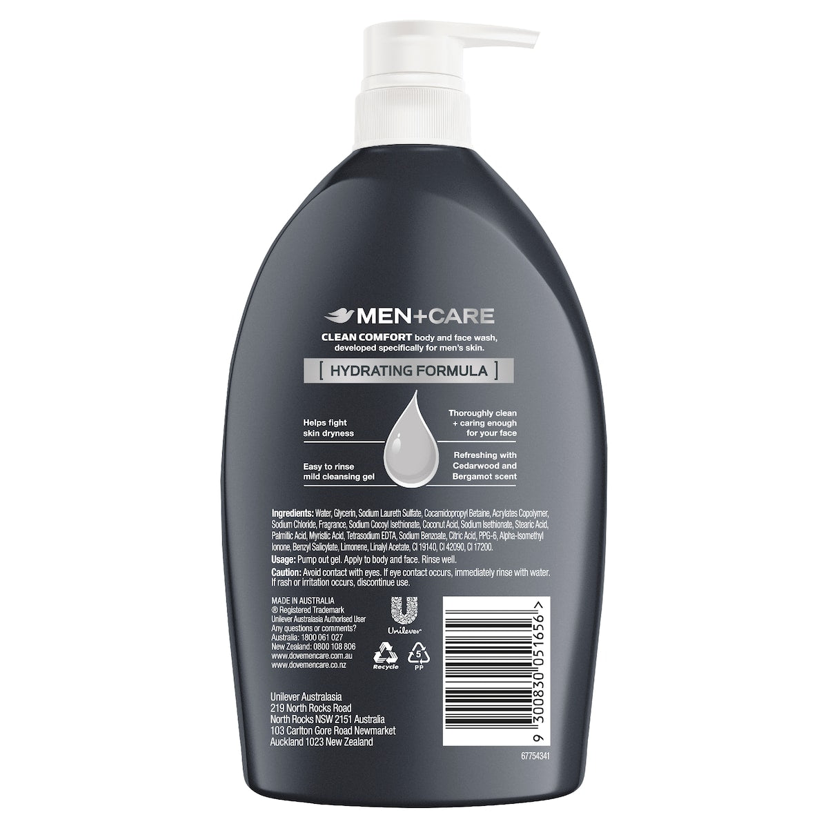 Dove Men+care Body & Face Wash Clean Comfort 1l