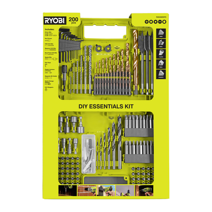 Ryobi DIY Essentials Kit - 281 x 58 x 420mm - 200 Piece
