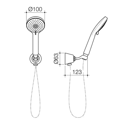 Flexispray Chrome Bermuda Hand Shower - 3 Function - 100 x 240mm