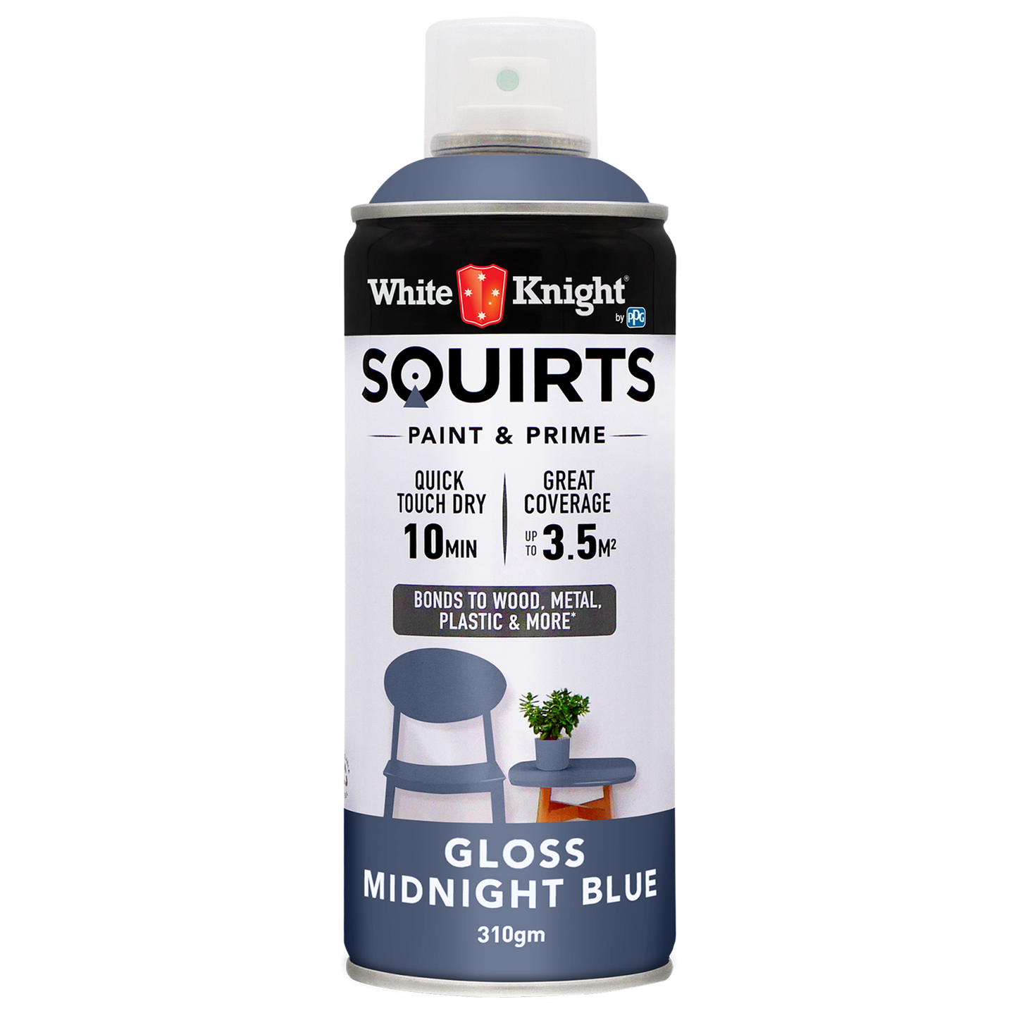 White Knight Squirts Midnight Blue Gloss Spray Paint - 310g