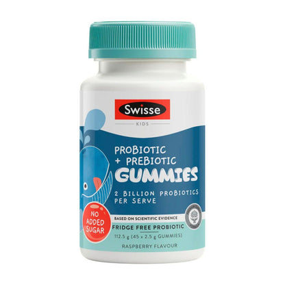 Swisse Kids Probiotic + Prebiotic Gummies 2 Billion Probiotics Per Serve - 45 pack