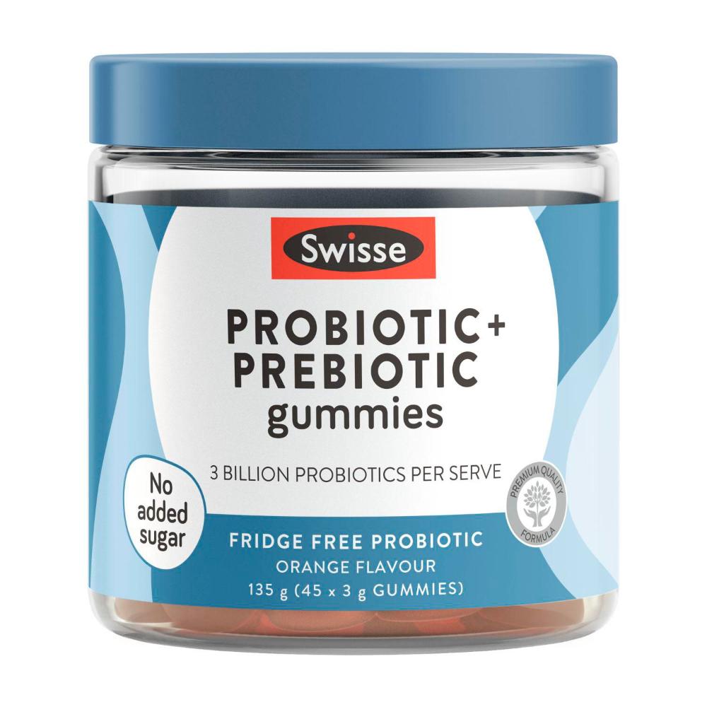 Swisse Probiotic + Prebiotic Gummies 3 Billion CFU of probiotics per serve - 45 pack